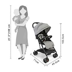Babyhug Easy Travel Cabin Stroller With Z-Fold & Trolley Handle - Grey| Air Cabin Friendly| Swivel Wheel with Lock| Rear Wheels with Brake| Adjustable Leg Rest| Adjustable Canopy| Reclining Backrest