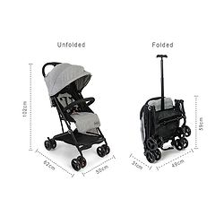 Babyhug Easy Travel Cabin Stroller With Z-Fold & Trolley Handle - Grey| Air Cabin Friendly| Swivel Wheel with Lock| Rear Wheels with Brake| Adjustable Leg Rest| Adjustable Canopy| Reclining Backrest