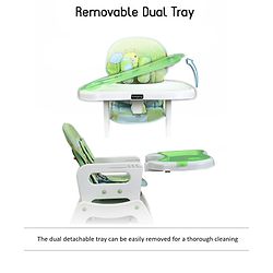 Babyhug Dolce Vita 3 in 1 High Chair With Caster Wheels & 5 Point Safety Harness - Green