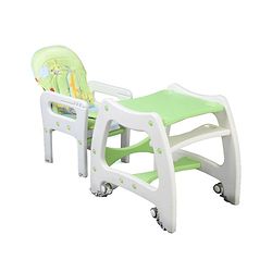 Babyhug Dolce Vita 3 in 1 High Chair With Caster Wheels & 5 Point Safety Harness - Green