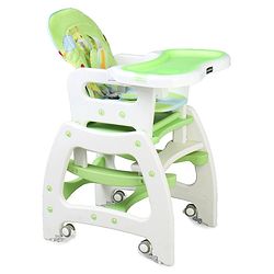 Babyhug Dolce Vita 3 in 1 High Chair With Caster Wheels & 5 Point Safety Harness - Green