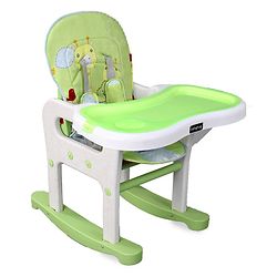 Babyhug Dolce Vita 3 in 1 High Chair With Caster Wheels & 5 Point Safety Harness - Green