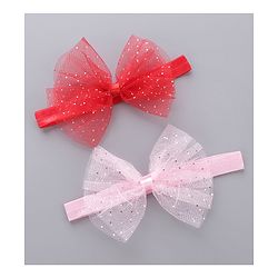 Babyhug Free Size Headbands With Bow Applique Pack of 2 - Pink & Red