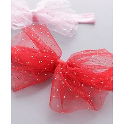 Babyhug Free Size Headbands With Bow Applique Pack of 2 - Pink & Red