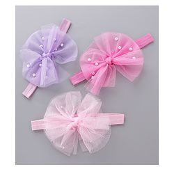Babyhug Free Size Headbands With Bow Applique Pack of 3 - Pink & Purple