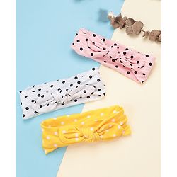 Babyhug Headbands with Bow Applique Pack of 3 - Pink White & Yellow