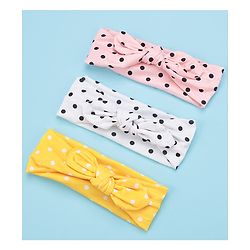 Babyhug Headbands with Bow Applique Pack of 3 - Pink White & Yellow