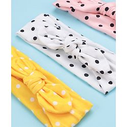 Babyhug Headbands with Bow Applique Pack of 3 - Pink White & Yellow