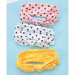 Babyhug Headbands with Bow Applique Pack of 3 - Pink White & Yellow