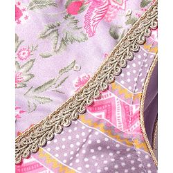 Babyhug Woven Sleeveless Choli  Lehenga and Dupatta Set Floral Print - Lavender