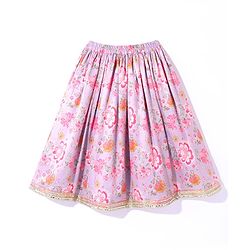 Babyhug Woven Sleeveless Choli  Lehenga and Dupatta Set Floral Print - Lavender