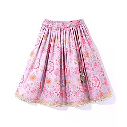 Babyhug Woven Sleeveless Choli  Lehenga and Dupatta Set Floral Print - Lavender