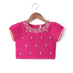 Babyhug Short Sleeves Embroidered Choli with Floral Print Lehenga and Dupatta Set- Yellow