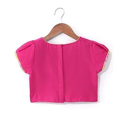 Babyhug Short Sleeves Embroidered Choli with Floral Print Lehenga and Dupatta Set- Yellow