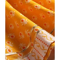 Babyhug Woven Three Fourth Sleeve Cambric Printed Kurti Palazzo and Dupatta Set - Yellow