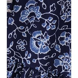 Babyhug Cambric Three Fourth Sleeves Kurti Sharara & Dupatta Set Floral Print with Embroidery Detailing - Indigo