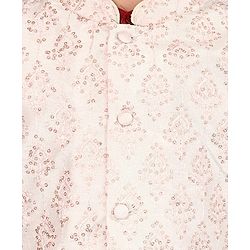 Babyhug 100% Cotton Woven Full Sleeves Cambric Kurta Pyjama Set With Mirror Embroided Jacket  -Red