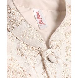Babyhug 100% Cotton Woven Full Sleeves Cambric Kurta Pyjama Set With Mirror Embroided Jacket  -Red