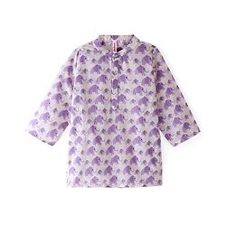 Babyhug Cambric Full Sleeves Kurta Dhoti Set Elephant Print - White