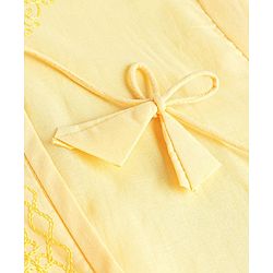 Babyhug Cotton Woven Floral Embroidered Angarakha Full Sleeves Kurta & Dhoti Set - Yellow