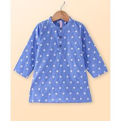 Babyhug Cambric Full Sleeves Embroiderd Kurta Pyjama Set - Blue