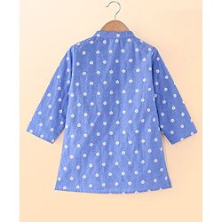 Babyhug Cambric Full Sleeves Embroiderd Kurta Pyjama Set - Blue