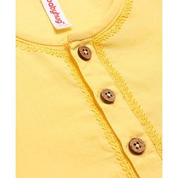 Babyhug Cotton Woven Cambric Full Sleeves Dobby Embroiderd Kurta Pyjama Set - Yellow