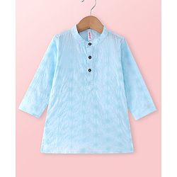 Babyhug Cambric Full Sleeves Schiffli Embroiderd Kurta Pyjama Set - Blue
