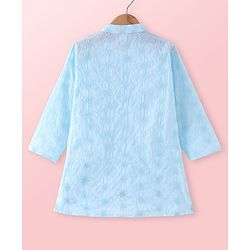 Babyhug Cambric Full Sleeves Schiffli Embroiderd Kurta Pyjama Set - Blue