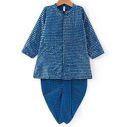 Babyhug Full Sleeves Sequined  Embroidered Kurta with Lurex  Dhoti Set - Teal Blue