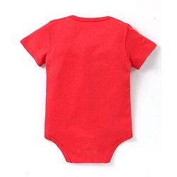 Babyhug Disney Interlock Knit Half Sleeves Onesies with Mickey Mouse Graphics - Red