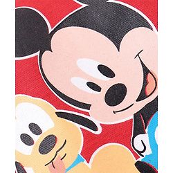 Babyhug Disney Interlock Knit Half Sleeves Onesies with Mickey Mouse Graphics - Red