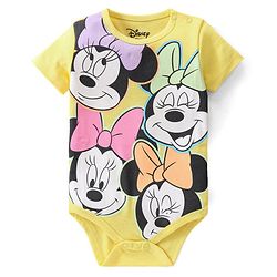 Babyhug Disney Interlock Knit Half Sleeve Onesie  with Minnie Mouse Graphics - Yellow