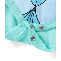 Babyhug Disney Interlock Knit Half Sleeves Onesie with Disney Princess Graphics - Blue