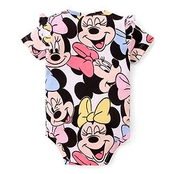 Babyhug Disney Interlock Cotton Knit Half Sleeves Onesie with Minnie Mouse Print - White