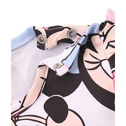 Babyhug Disney Interlock Cotton Knit Half Sleeves Onesie with Minnie Mouse Print - White
