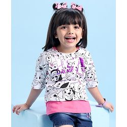 Babyhug Disney 100% Cotton Knit Half Sleeves Overlapped T-Shirt With 101 Dalmatians Graphics and Foil Detailing- Multicolor