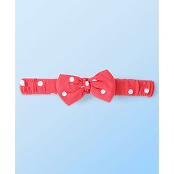 Babyhug Cotton Knit Frock with Half Sleeves T-Shirt & Headband Polka Dot & 101 Dalmatians Print - Red