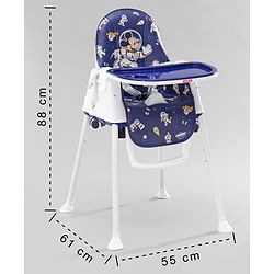 Babyhug Disney Mickey & Friends Space Theme 3 in 1 Comfy High Chair - Blue| High Chair, Feeding Chair & Booster Chair| Adjustable Double Food Tray| Removable PU Leather Seat| Safety Harness| Removable Footrest