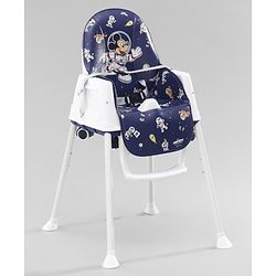 Babyhug Disney Mickey & Friends Space Theme 3 in 1 Comfy High Chair - Blue| High Chair, Feeding Chair & Booster Chair| Adjustable Double Food Tray| Removable PU Leather Seat| Safety Harness| Removable Footrest