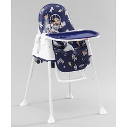 Babyhug Disney Mickey & Friends Space Theme 3 in 1 Comfy High Chair - Blue| High Chair, Feeding Chair & Booster Chair| Adjustable Double Food Tray| Removable PU Leather Seat| Safety Harness| Removable Footrest