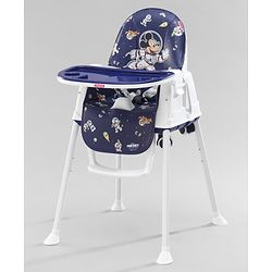 Babyhug Disney Mickey & Friends Space Theme 3 in 1 Comfy High Chair - Blue| High Chair, Feeding Chair & Booster Chair| Adjustable Double Food Tray| Removable PU Leather Seat| Safety Harness| Removable Footrest