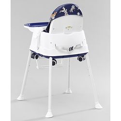 Babyhug Disney Mickey & Friends Space Theme 3 in 1 Comfy High Chair - Blue| High Chair, Feeding Chair & Booster Chair| Adjustable Double Food Tray| Removable PU Leather Seat| Safety Harness| Removable Footrest