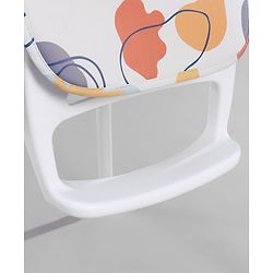 Babyhug 3 in 1 Comfy High Chair with Printed Cushion - White| High Chair, Feeding Chair & Booster Chair| Adjustable Double Food Tray| Removable PU Leather Seat| Safety Harness| Removable Footrest