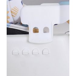Babyhug 3 in 1 Comfy High Chair with Printed Cushion - White| High Chair, Feeding Chair & Booster Chair| Adjustable Double Food Tray| Removable PU Leather Seat| Safety Harness| Removable Footrest