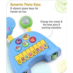 Babyhug Musical Light & Sound Elephant Piano with 5 Modes of Animal Sound - Blue