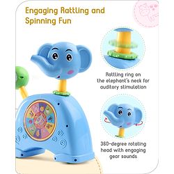 Babyhug Musical Light & Sound Elephant Piano with 5 Modes of Animal Sound - Blue