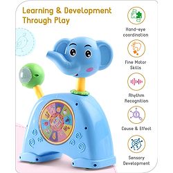 Babyhug Musical Light & Sound Elephant Piano with 5 Modes of Animal Sound - Blue
