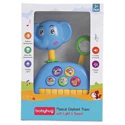 Babyhug Musical Light & Sound Elephant Piano with 5 Modes of Animal Sound - Blue