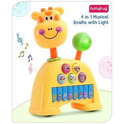 Babyhug Musical Light & Sound Elephant Piano with 5 Modes of Animal Sound - Blue